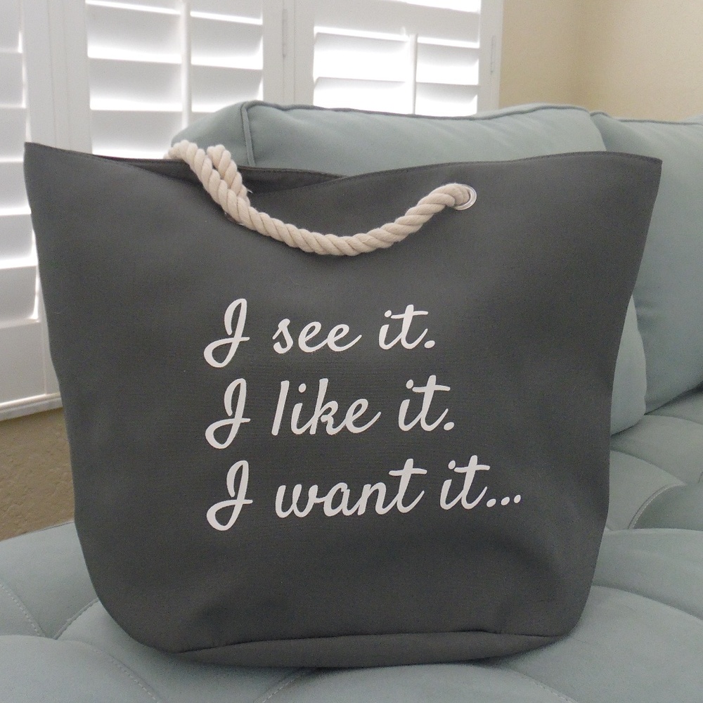 Gray Ariana Grande 7 Rings Song Themed tote